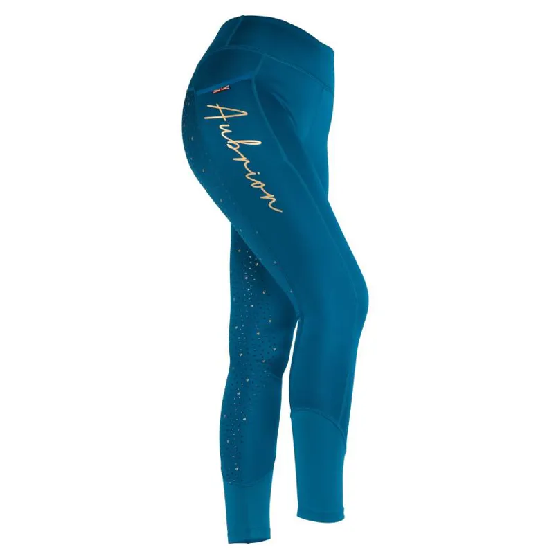 Aubrion Team Winter Riding Tights - Teal 